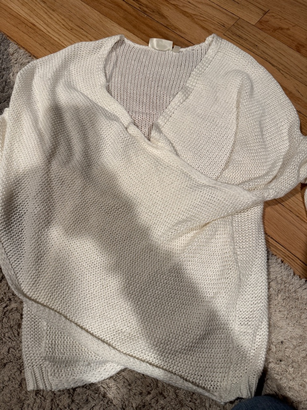 RD Style Cream V-Neck Knit Sweater